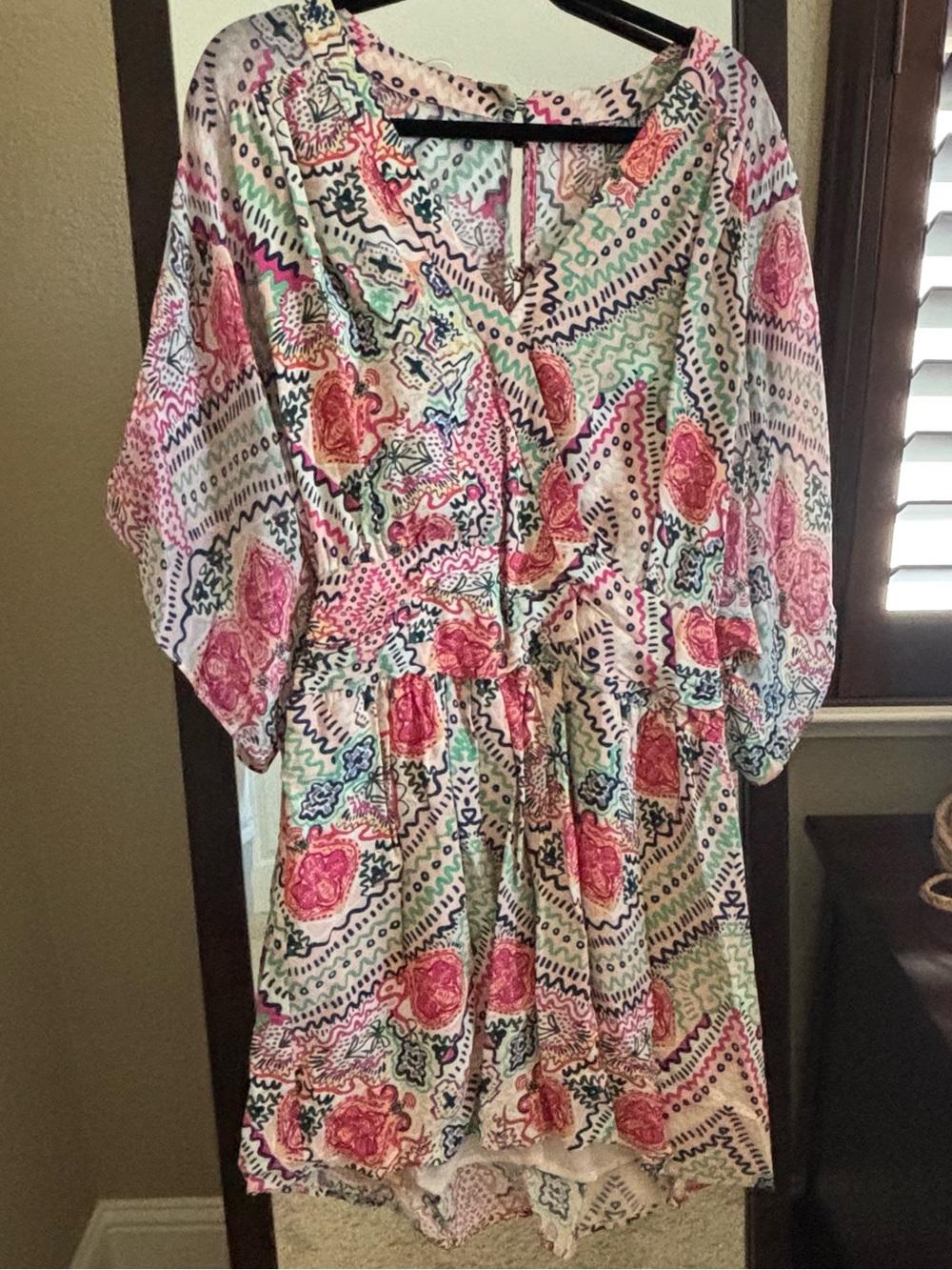 Anthropologie Maeve Boho Floral V-Neck Pink & Green Women’s Dress. Size 6